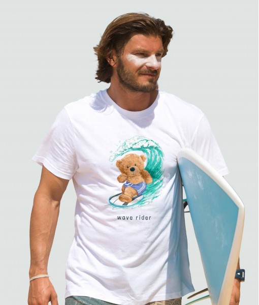 Мъжка тениска с щампа Мечета Fashion Wave rider bear